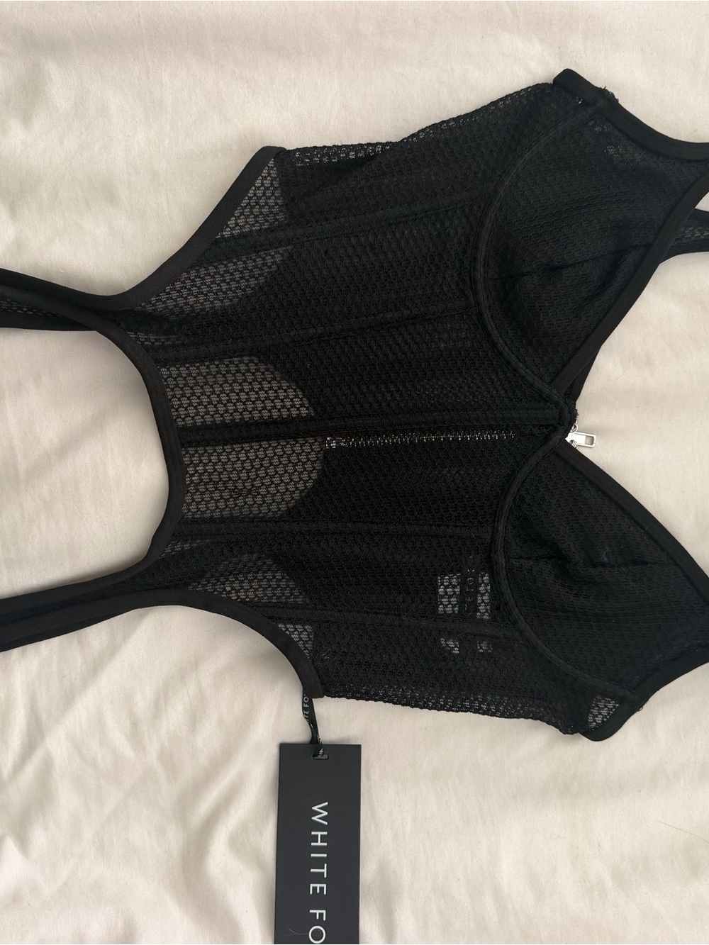 White Fox Black Mesh Corset NWT